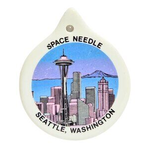 Vintage Seattle Washington Space Needle Ornament 2 Sided